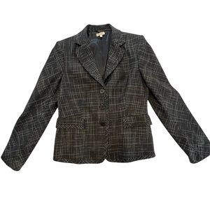 Santorelli wool blend notched lapel single breasted blazer jacket Black 6